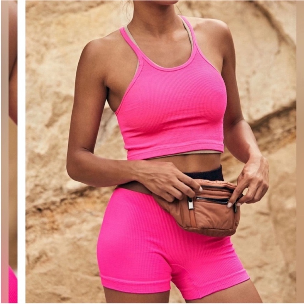 NWOT Free People Movement Happiness Runs Crop Tank - Malibu Pink electric - XL - Picture 3 of 6